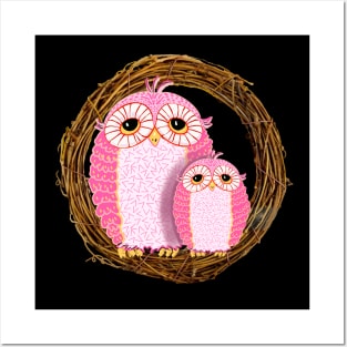 Owls in the Pink! Posters and Art